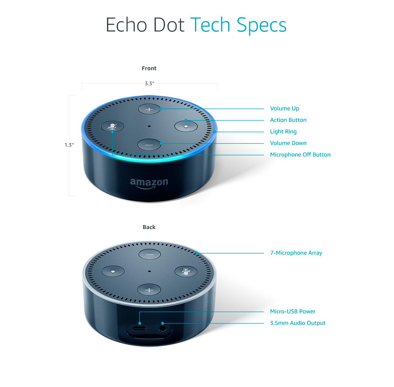 Black Amazon Echo Dot 2nd Generation Smart Assistant 
