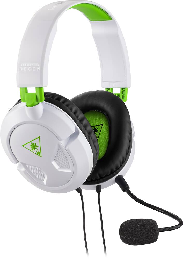 Angle. Turtle Beach - EAR FORCE Recon 50X Over-the-Ear Wired Gaming Headset for Xbox One, PS4, PC and Xbox Series X - White/Green.