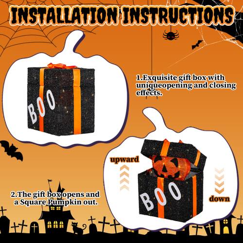 INSTALLATION INSTRUCTIONS

1. Exquisite gift box with unique opening and closing effects.
2. The gift box opens and a Square Pumpkin comes out.