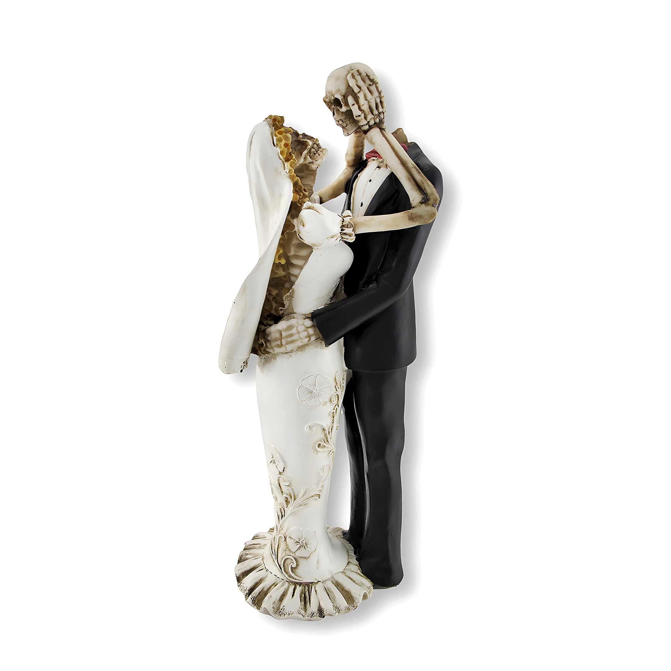 Zeckos - Bride and Groom Skeletons Wedding Statue Cake Topper - Black