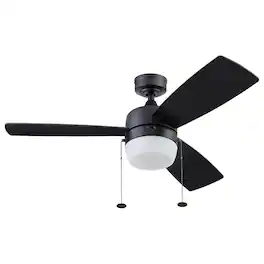 Honeywell - Barcadero 44 Inch Indoor LED Ceiling Fan with Pull Chain - Matte Black