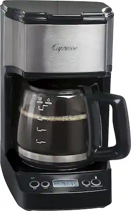 Angle. Capresso - Mini Drip 5-Cup Coffee Maker - Black/Stainless Steel.