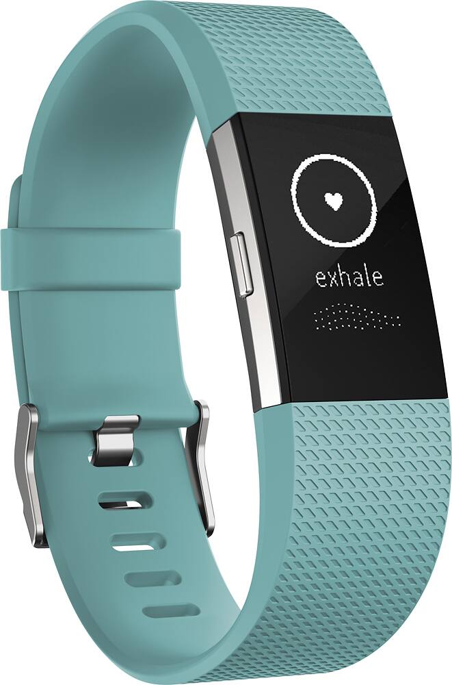 Alt View 17. Fitbit - Charge 2 Activity Tracker + Heart Rate (Large) - Teal Silver.