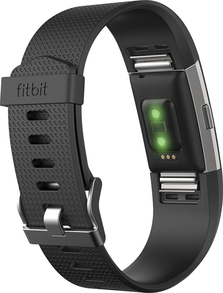 Back. Fitbit - Charge 2 Activity Tracker + Heart Rate (Large) - Black Silver.