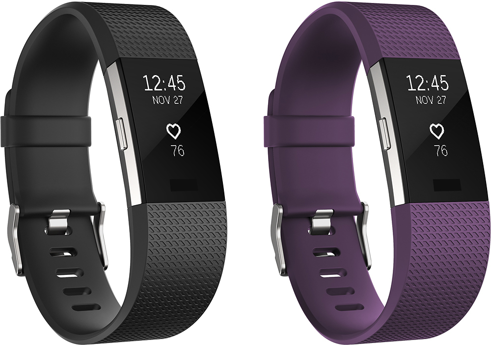 Fitbit Charge 2 Heart Rate Monitor Fitness Activity Tracker Small Large Black 