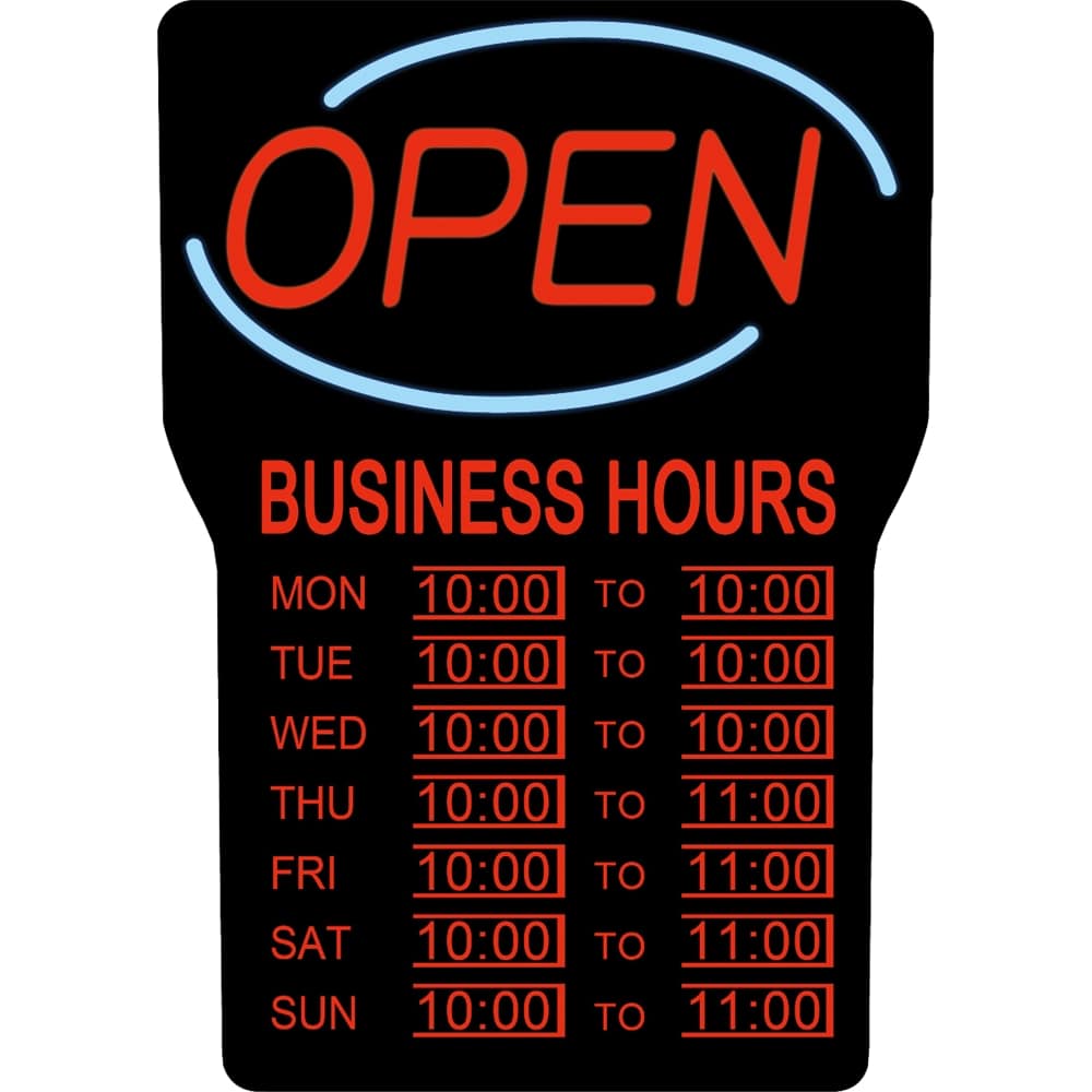 Royal Sovereign - LED Open Sign with Hours - Larger Front