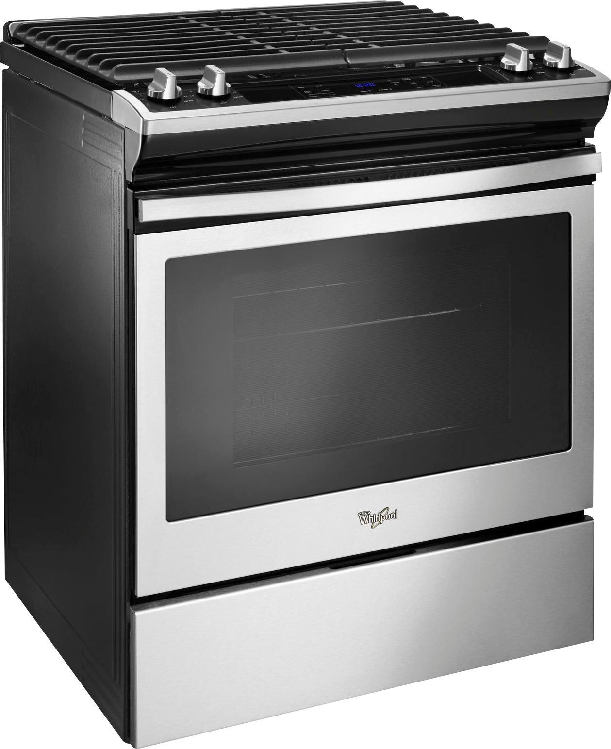 Angle View: JennAir - 6.4 Cu. Ft. Self-Cleaning Slide-In Electric Convection Range - Silver