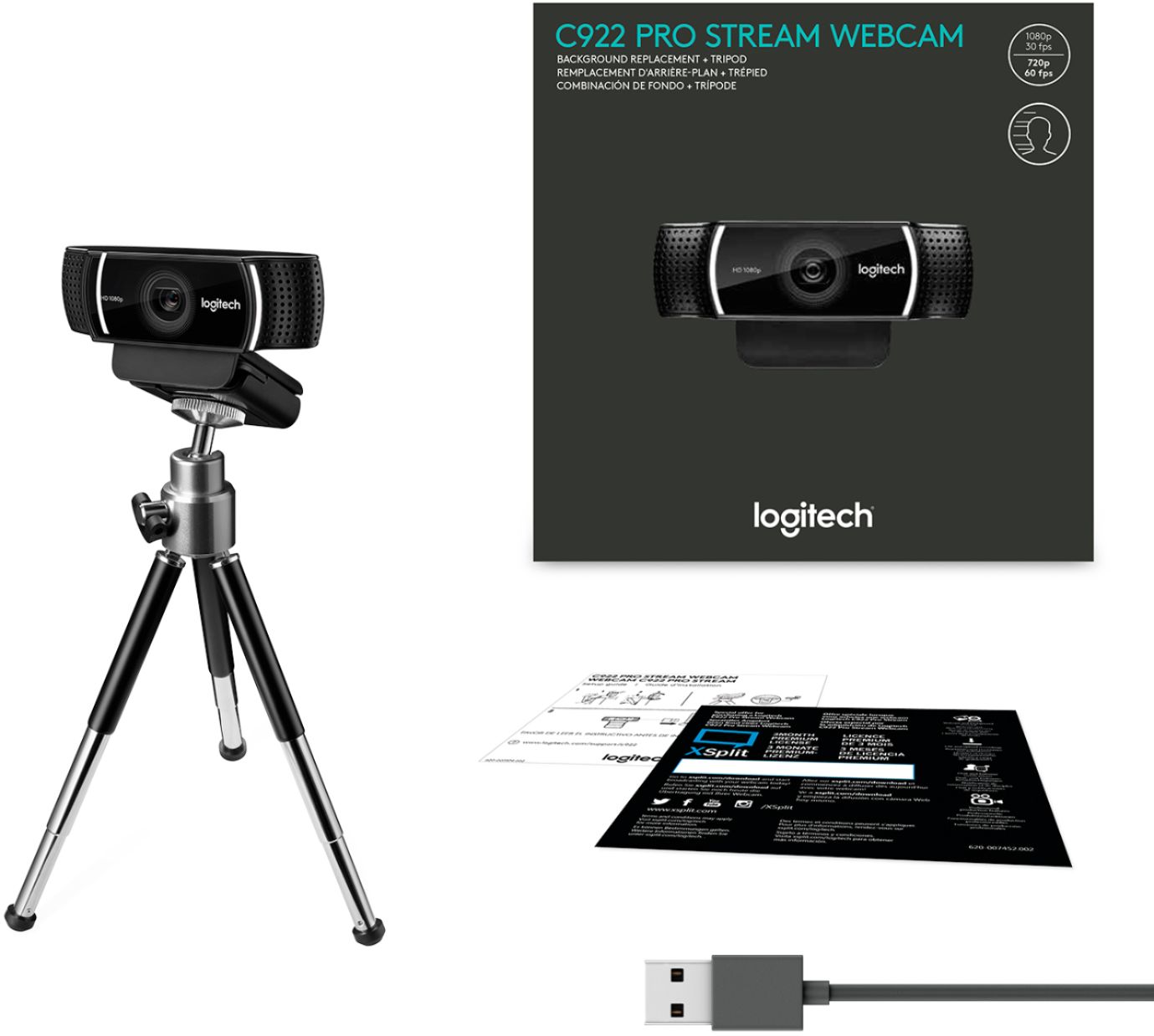 Logitech - C922 Pro Stream 1080p Webcam for HD Video Streaming - Black