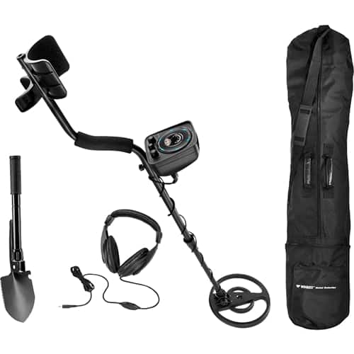 Front. Barska - Pro-200 Metal Detector Field Kit with LED Indicator, Headphone, Shovel, and Soft Case - Black.