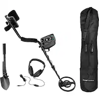 Barska - Pro-200 Metal Detector Field Kit with LED Indicator, Headphone, Shovel, and Soft Case - Black - Front_Zoom