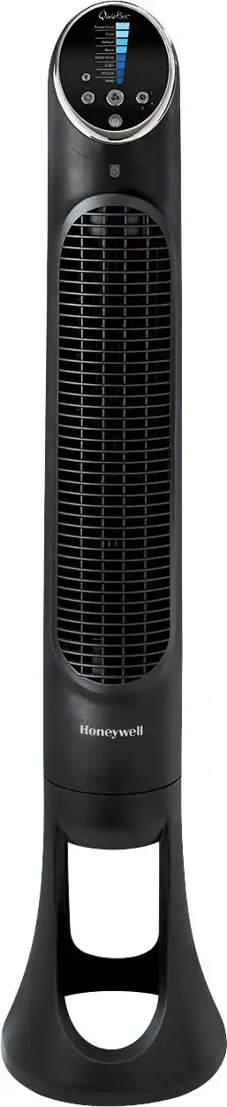 Front. Honeywell - QuietSet Oscillating Whole Room Tower Fan, HYF290B - Black.