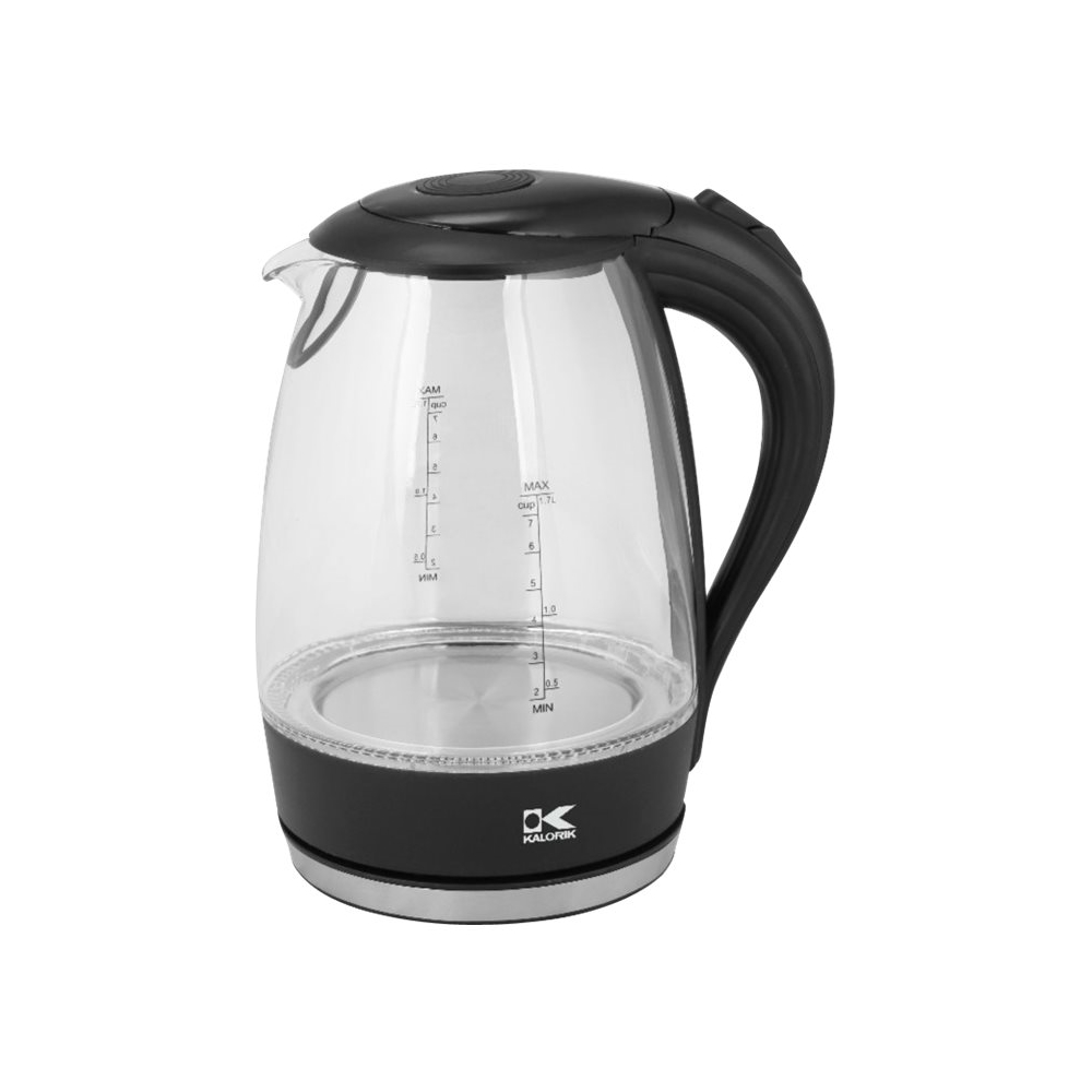Left View: AROMA - 7- Cup 1.7L Electric Kettle - Black/Silver