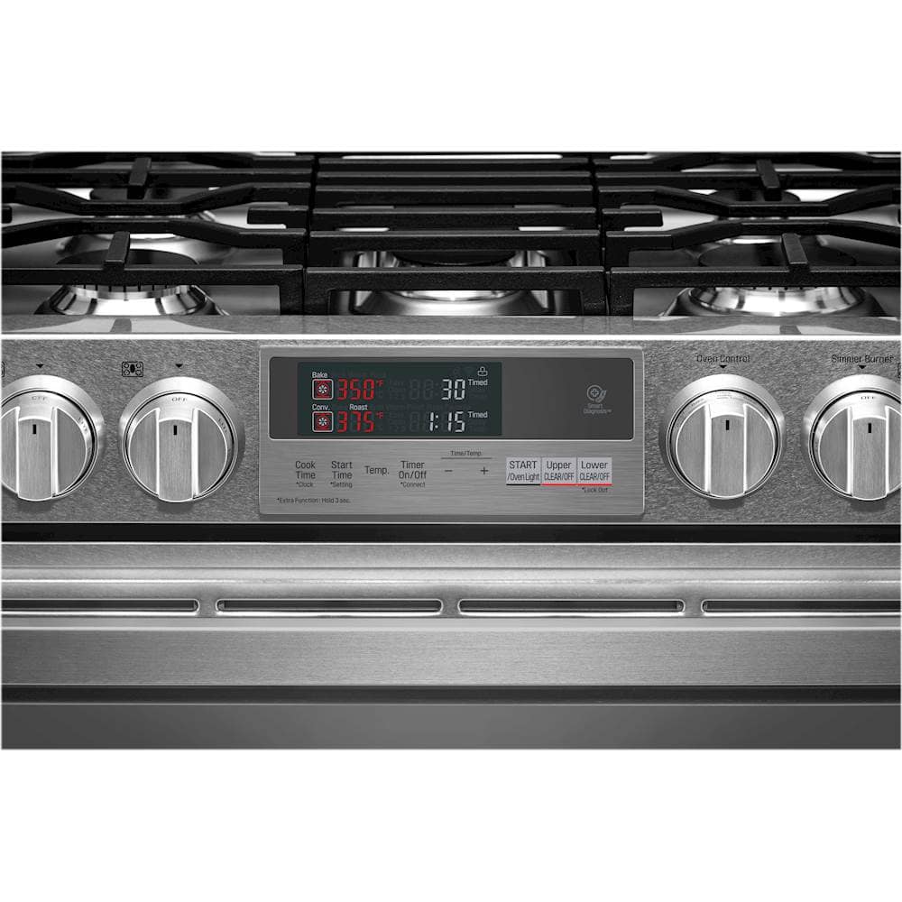 Alt View 12. LG - SIGNATURE 7.3 Cu. Ft. Smart Slide-In Double Oven Dual Fuel True Convection Range with EasyClean and Power Burner - Textured Steel.