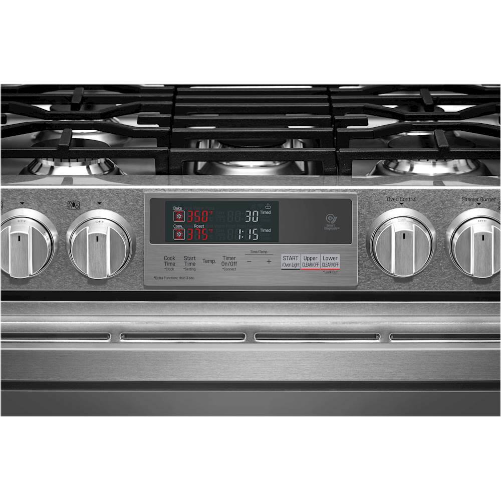 Alt View 12. LG - SIGNATURE 7.3 Cu. Ft. Smart Slide-In Double Oven Dual Fuel True Convection Range with EasyClean and Power Burner - Textured Steel.