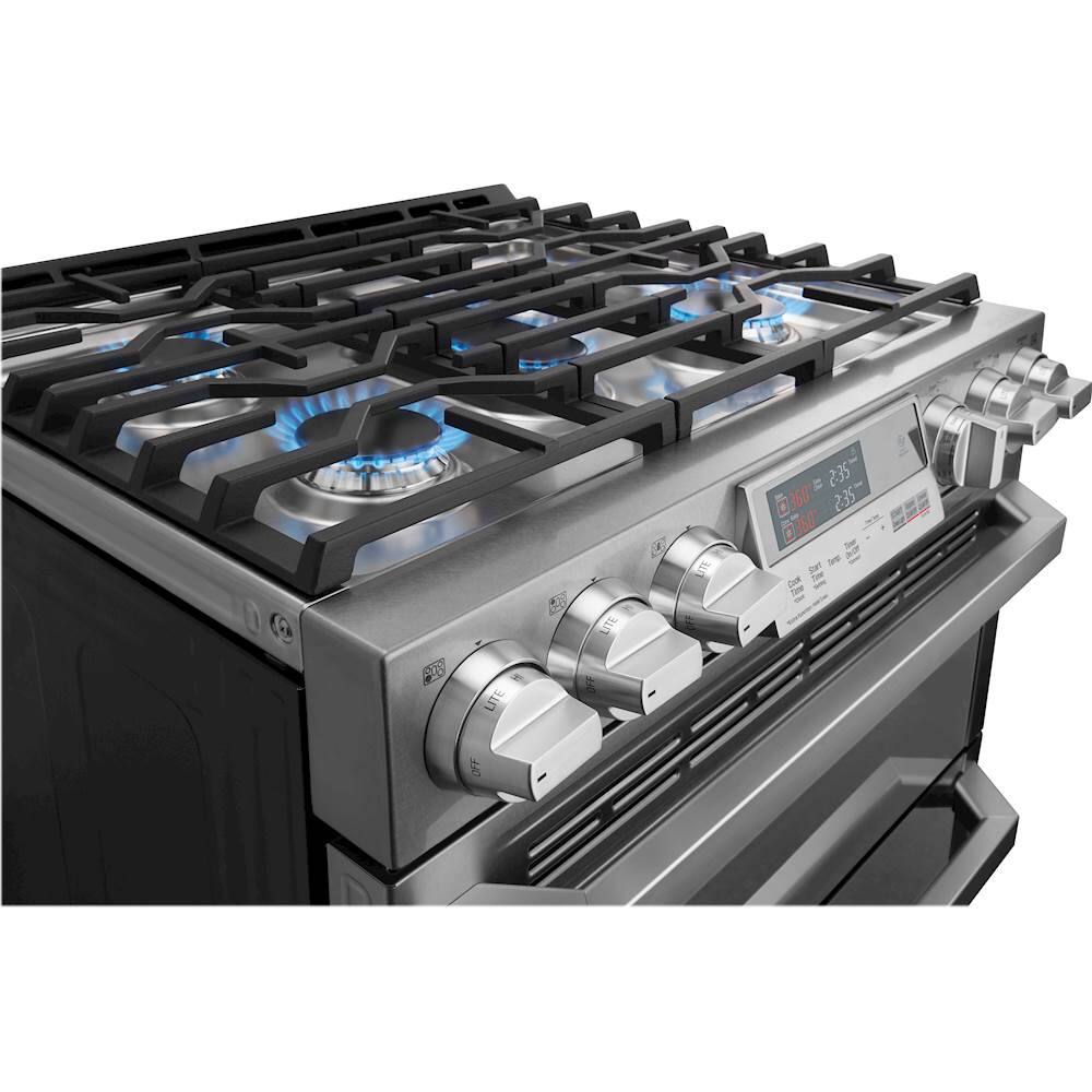 Alt View 13. LG - SIGNATURE 7.3 Cu. Ft. Smart Slide-In Double Oven Dual Fuel True Convection Range with EasyClean and Power Burner - Textured Steel.