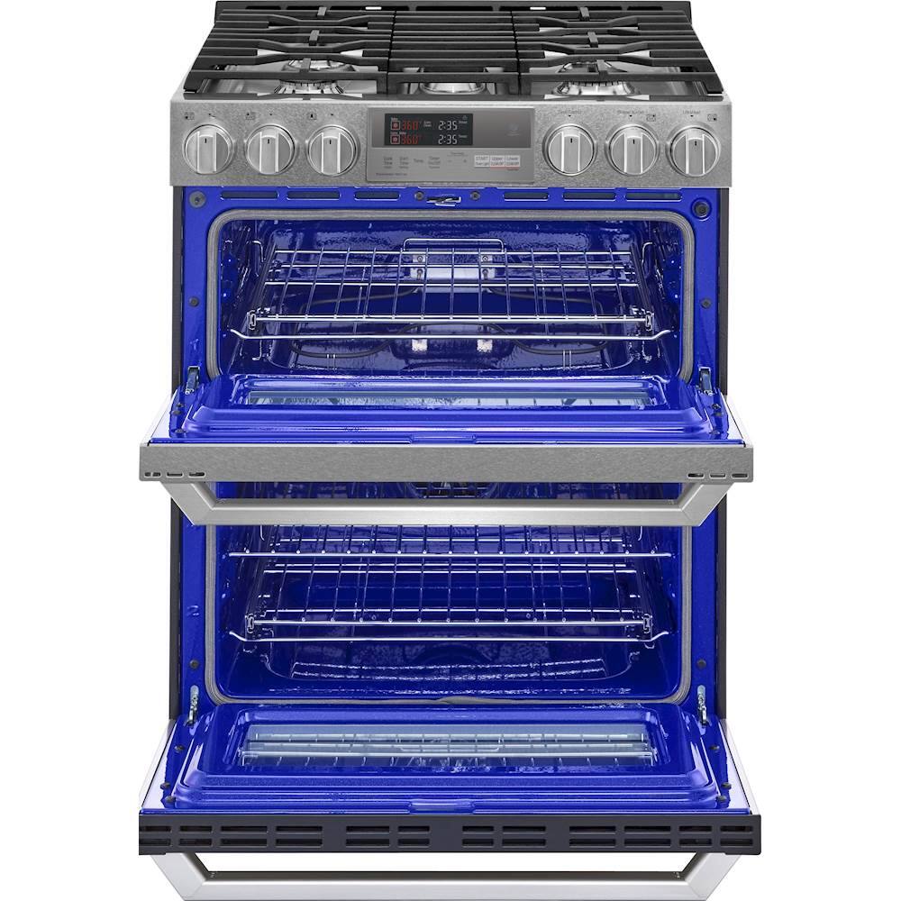 Alt View 14. LG - SIGNATURE 7.3 Cu. Ft. Smart Slide-In Double Oven Dual Fuel True Convection Range with EasyClean and Power Burner - Textured Steel.