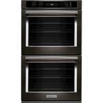 KitchenAid - 27" Built-In Double Electric Convection Wall Oven - Black stainless steel - Front_Standard
