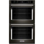 Front Zoom. KitchenAid - 27" Built-In Double Electric Convection Wall Oven - Black stainless steel.