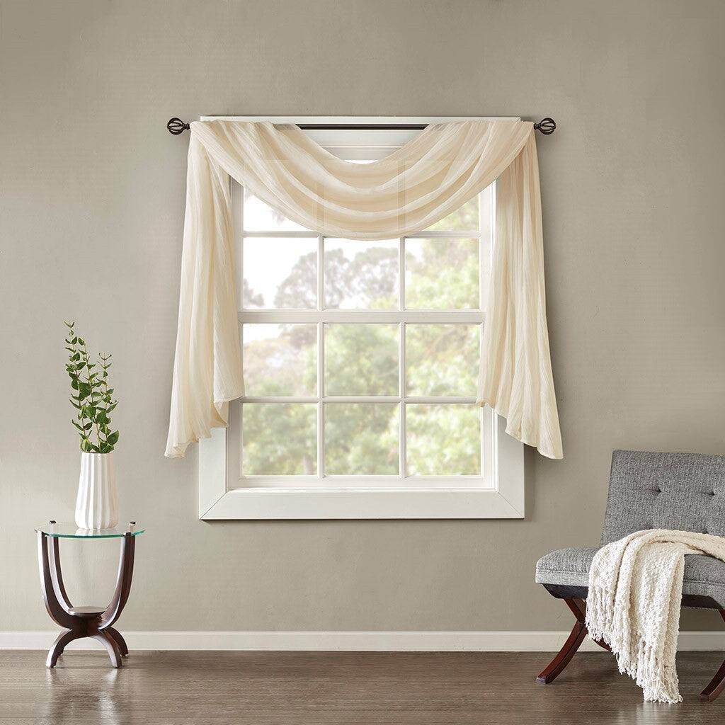 Front. BreeBe - Solid Crushed Scarf Sheer - Cream.