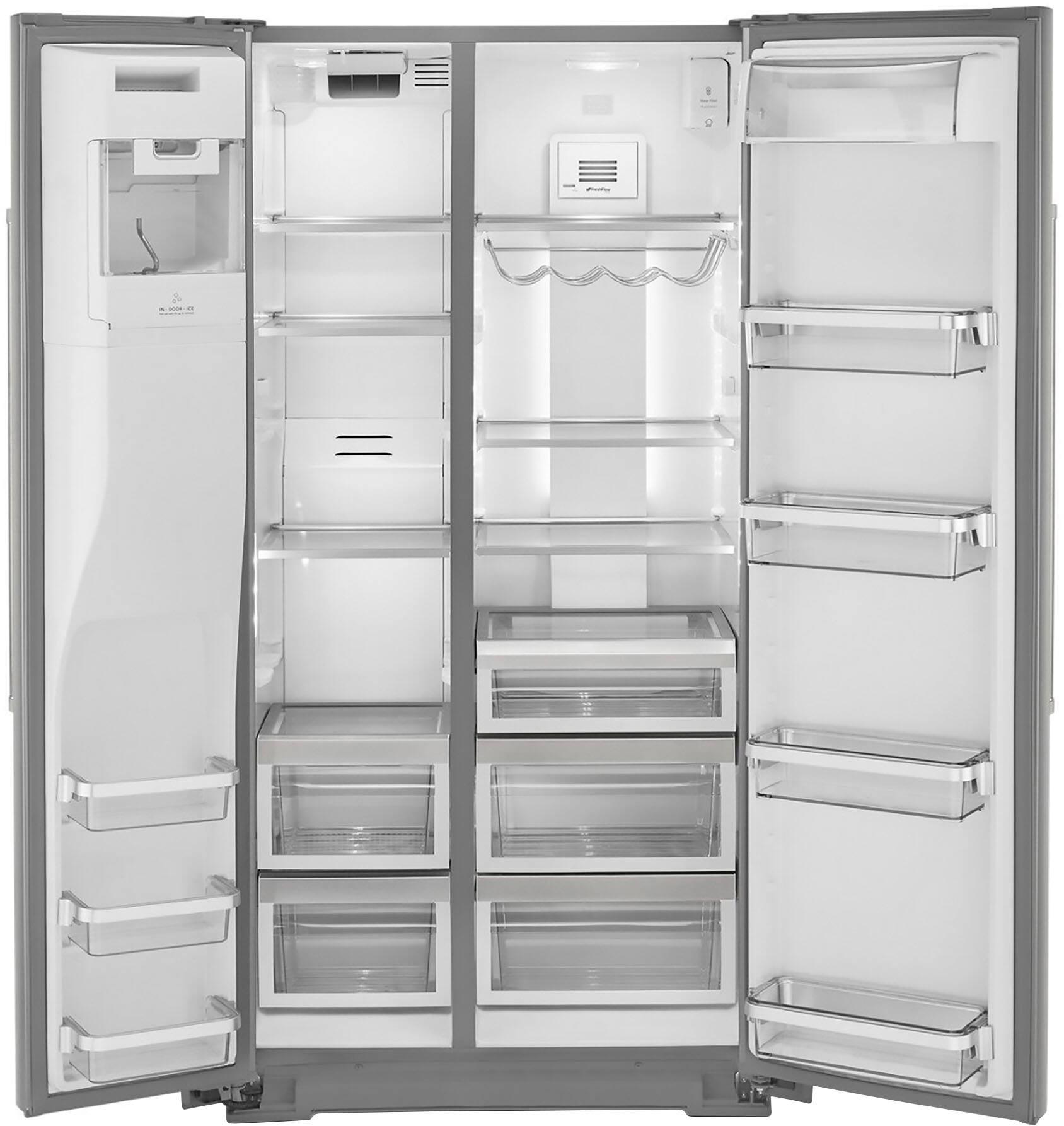 Angle. KitchenAid - 22.6 Cu. Ft. Side-by-Side Counter-Depth Refrigerator - Stainless Steel With PrintShield Finish.