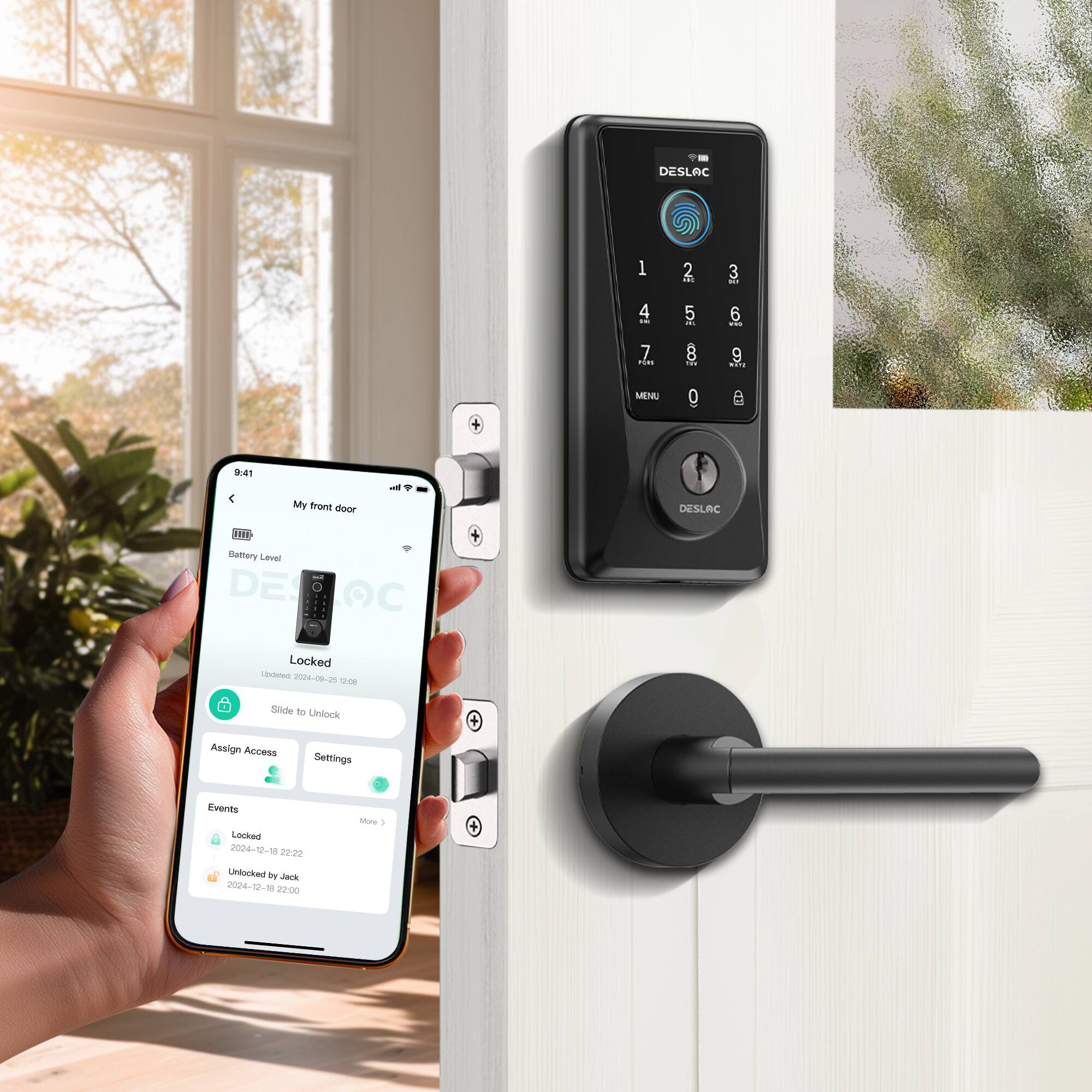 DESLAC RC

My front door

Battery Level
Locked
Updated: 2024-06-25 22:08

Slide to Unlock

Assign Access
Settings

Events
Locked 2024-12-18 22:22
Unlocked by Jack 2024-10-18 22:00