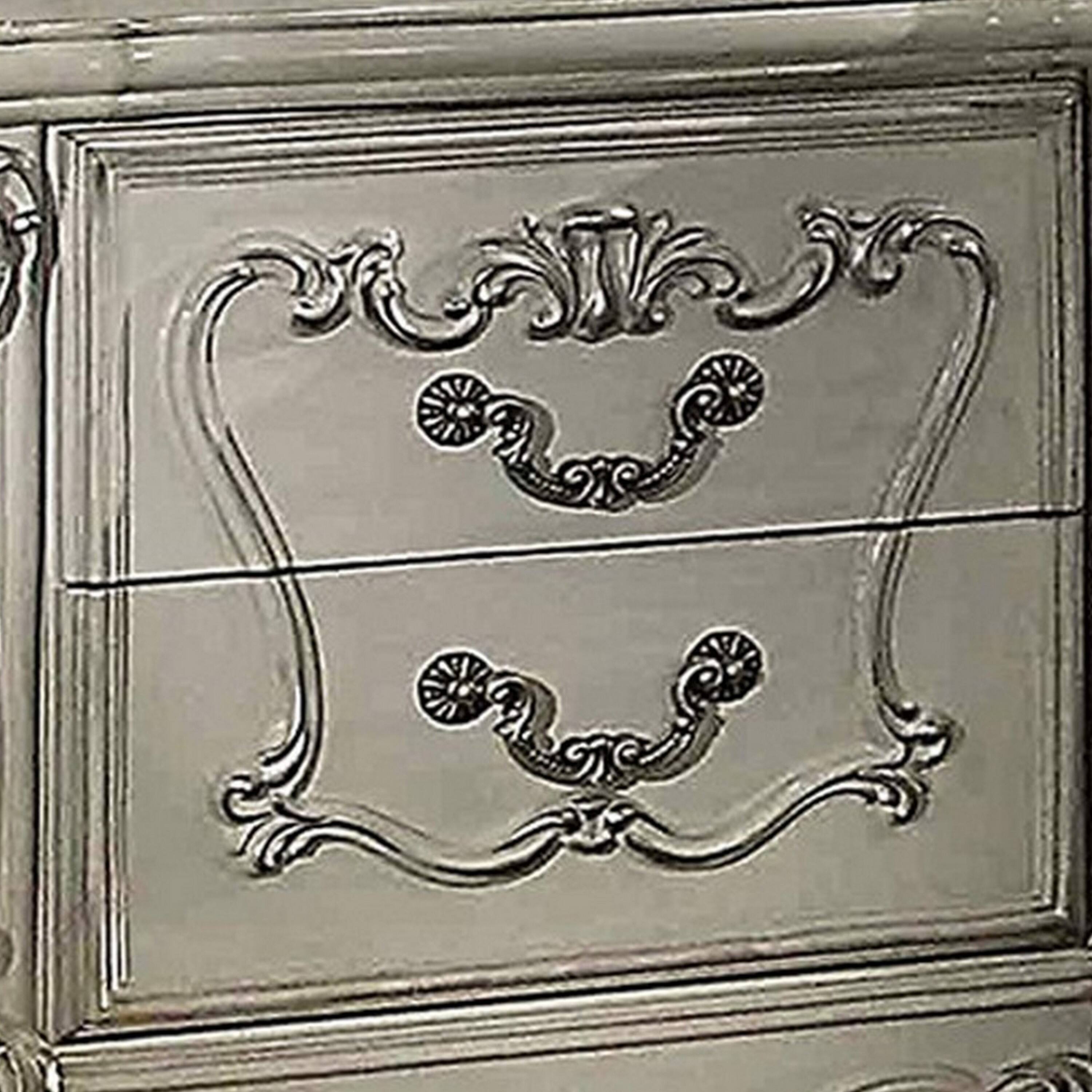 Alt View 2. Manhattan Lane - Two Drawers Wooden Nightstand with Carved Details - White.