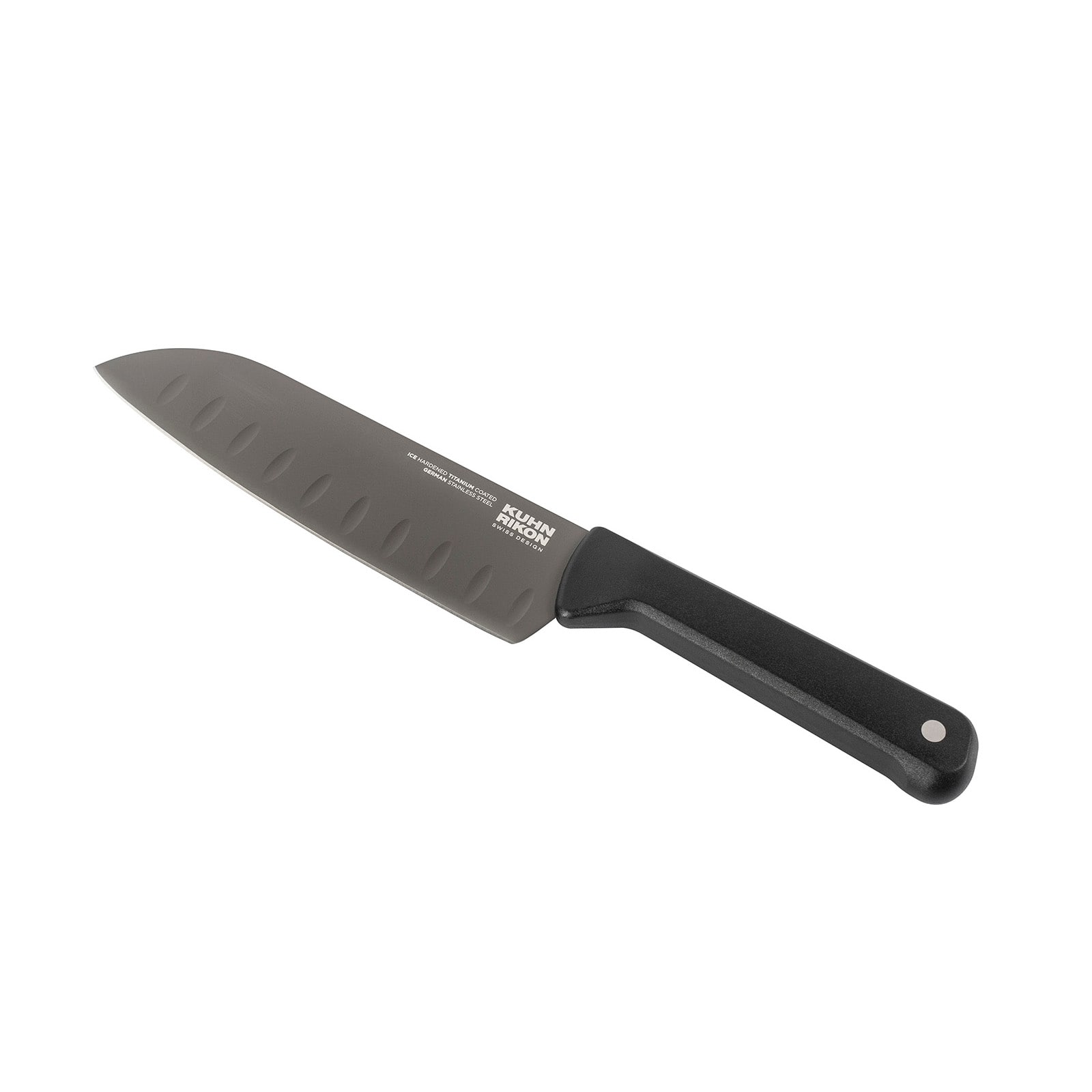 Kuhn Rikon - ICED Santoku Knife 6.3-Inch, Ice Hardened German Stainless Blade - Black