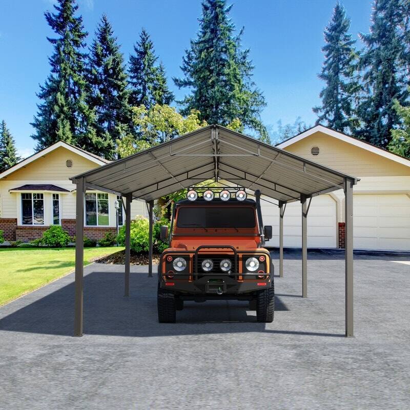 Alt View 2. U-HOMY - Outdoor Carport – Galvanized Steel Roof, Heavy-Duty All-Weather Shelter for Cars, Boats, Tractors & Equipment - 12'x 20'.