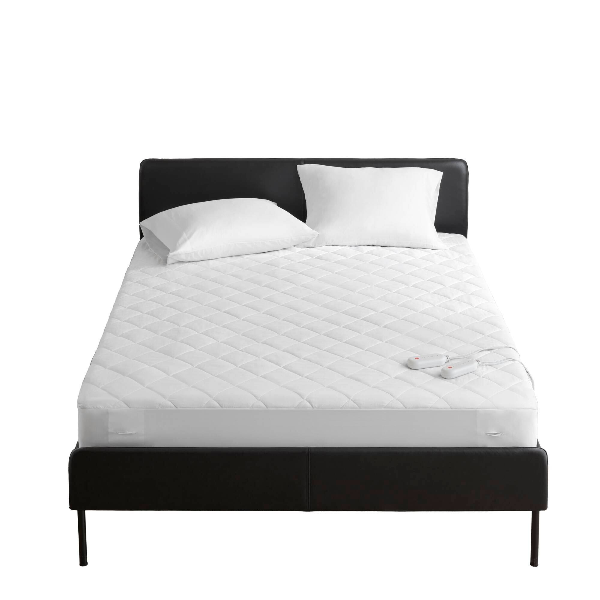 Left. TinyHomie - 1 PCS King Heated Mattress Pad White - White.