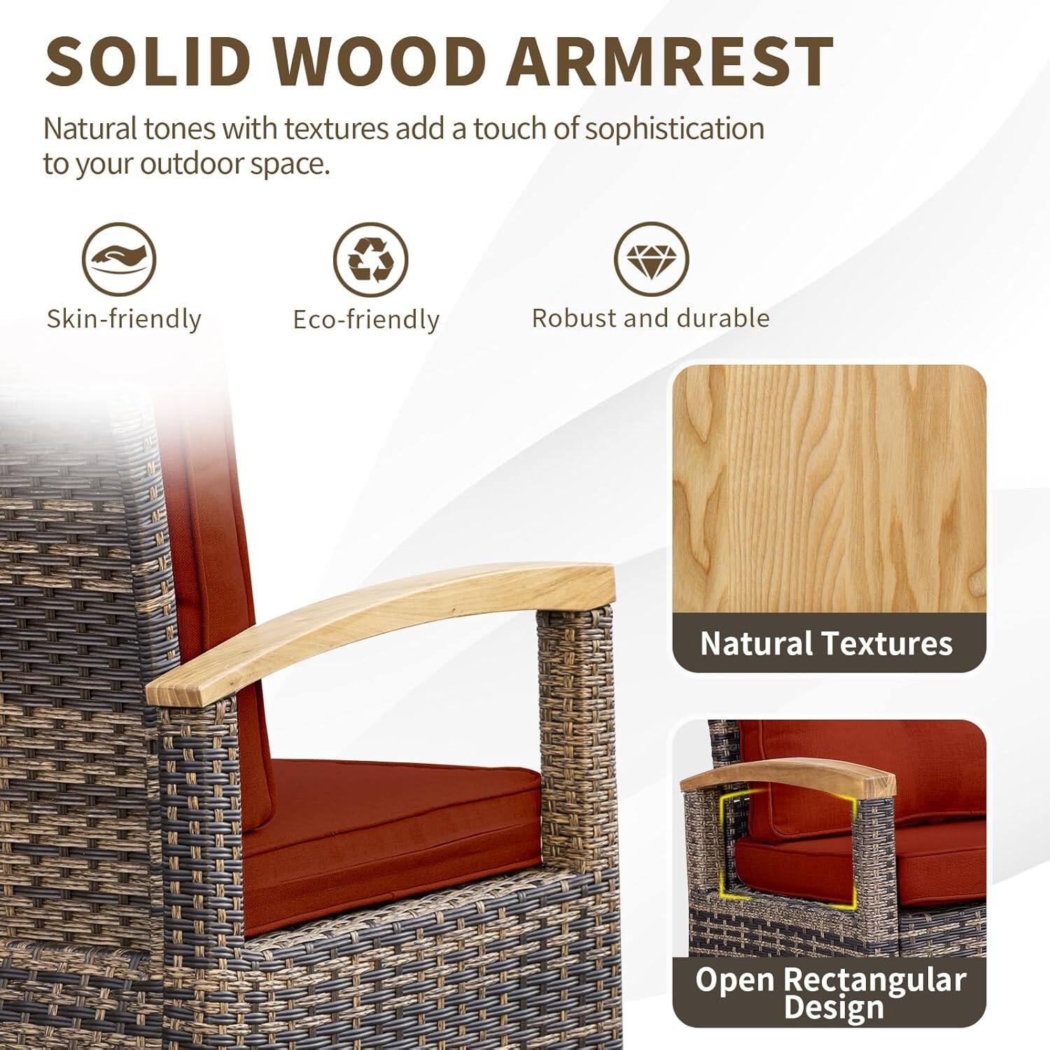 SOLID WOOD ARMREST

Natural tones with textures add a touch of sophistication to your outdoor space.

- Skin-friendly
- Eco-friendly
- Robust and durable

Natural Textures

Open Rectangular Design