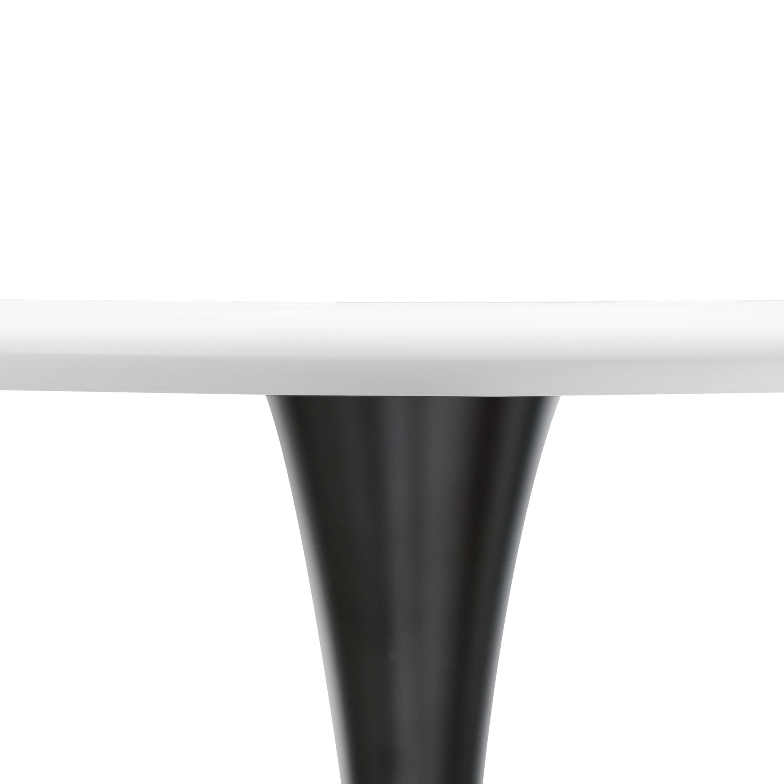 Alt View 5. LeisureMod - Bristol 27" Round Dining Table Modern MDF Tabletop, Black Steel Pedestal Base Accent Table for Kitchen & Small Spaces - White.