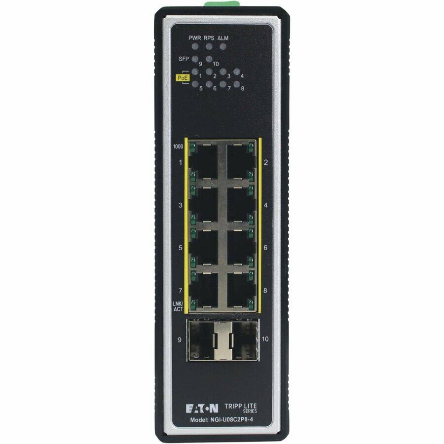 PWR RPS ALM SFP 9 10 PoE 1 2 3 4 5 6 7 8 1000 1 2 3 4 1 5 6 7 8 LNK ACT 9 10 E.TN TRIPP LITE SERIES Model: NGI-U08C2P8-4