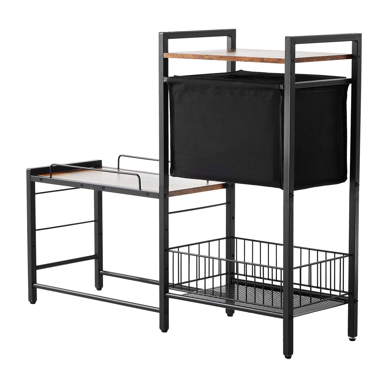 Alt View 5. VEVOR - Pet Feeding Station with Storage, Elevated Dog Bowls, Raised Dog Bowl Stand, Dog Food Storage and Feeder Station - black.