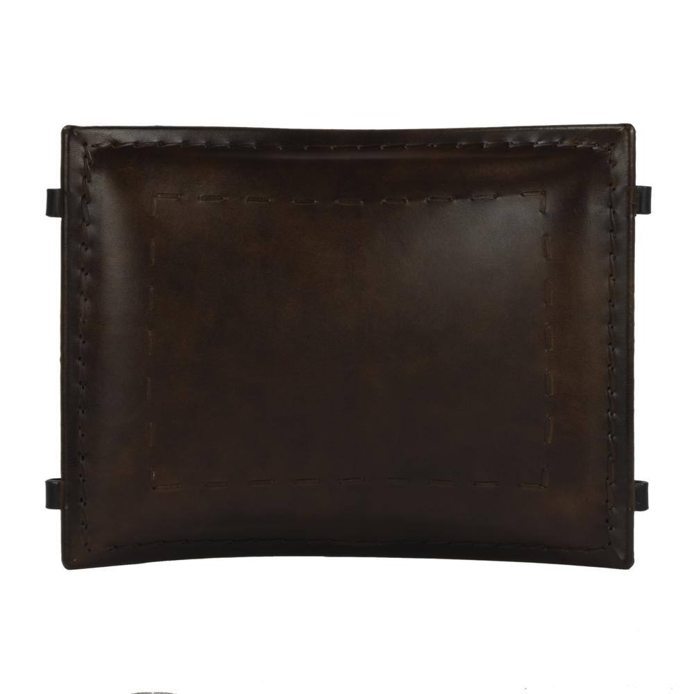 Angle. Butler Specialty - Melton Leather 21.5"W Accent Stool - Dark Brown.
