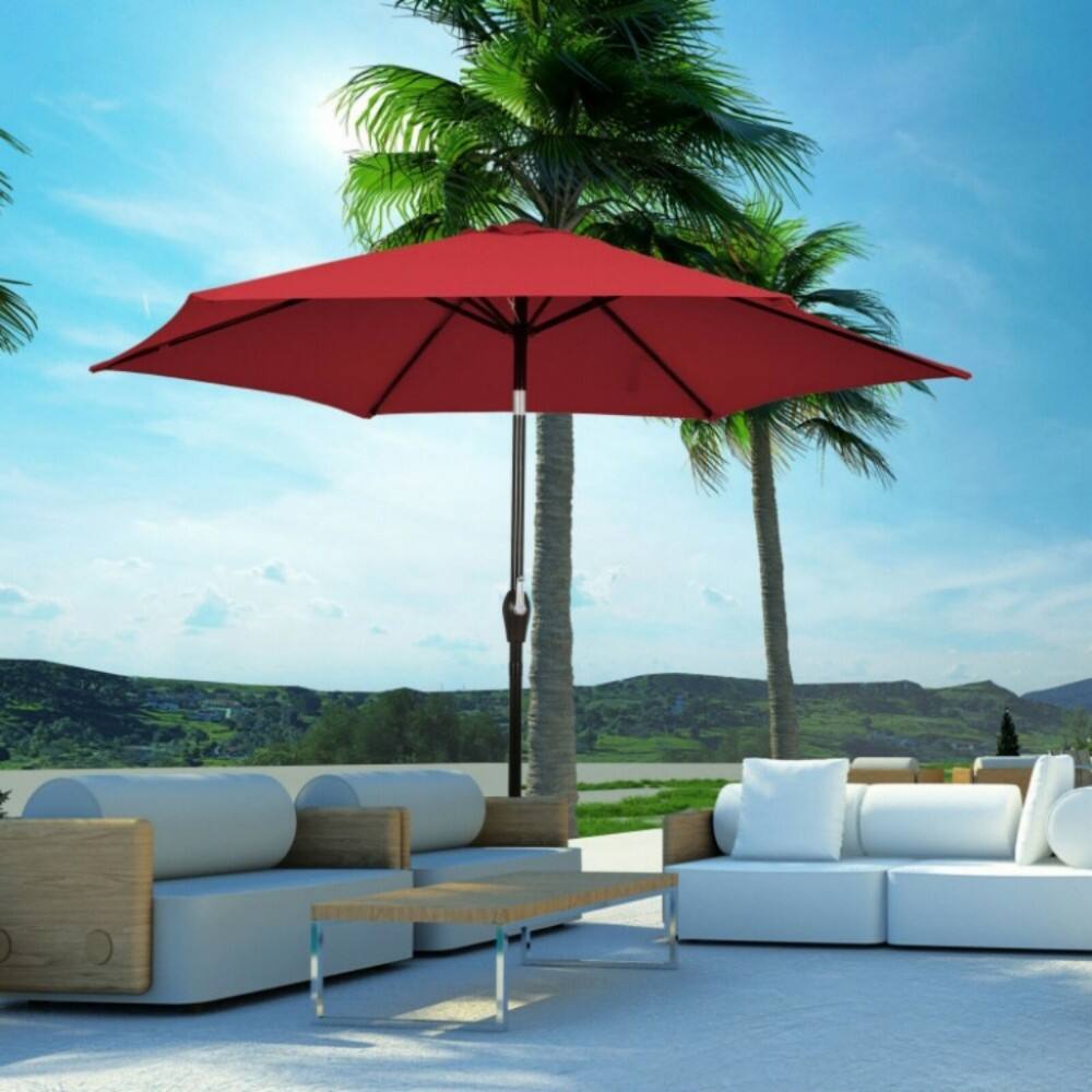 Alt View 2. Mondawe - 9 FT Outdoor Patio Market Umbrella Push Button Tilt Crank Lift - Burgundy.