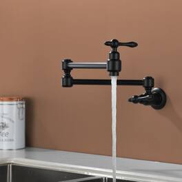 Wall Mounted Double Handle Pot Filler 1.8 GPM with Ceramic Cartridge and Mounting Hardware