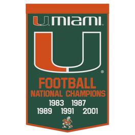 WinCraft - Miami Hurricanes 24" x 38" Wool Championship Banner - Multicolor