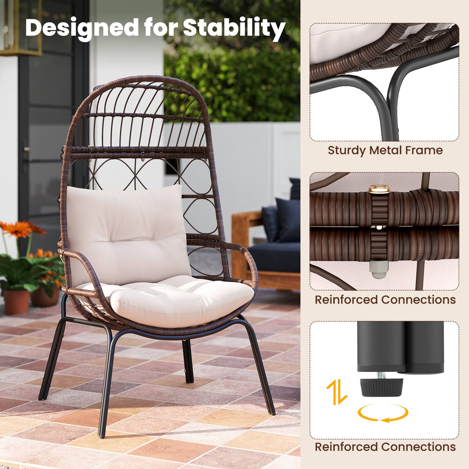 Designed for Stability  
Sturdy Metal Frame  
Reinforced Connections  
Reinforced Connections