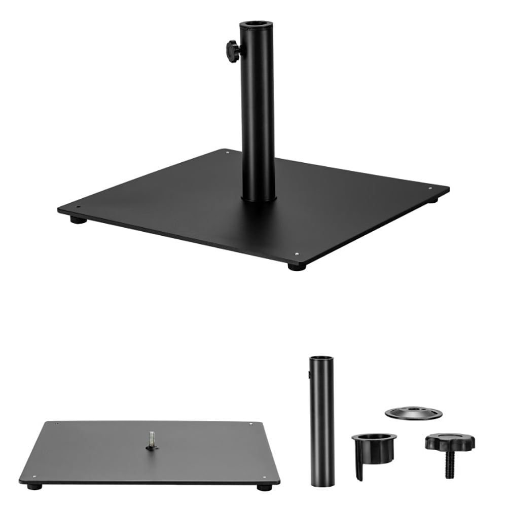 Left. Pefilos - Steel Heavy Duty Patio Market Umbrella Base with 3 Adapters for Backyard Patio Market Table Umbrella - Black.