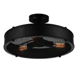 CWI Lighting - Tigris 3 Light Drum Shade Flush Mount With Finish - Black