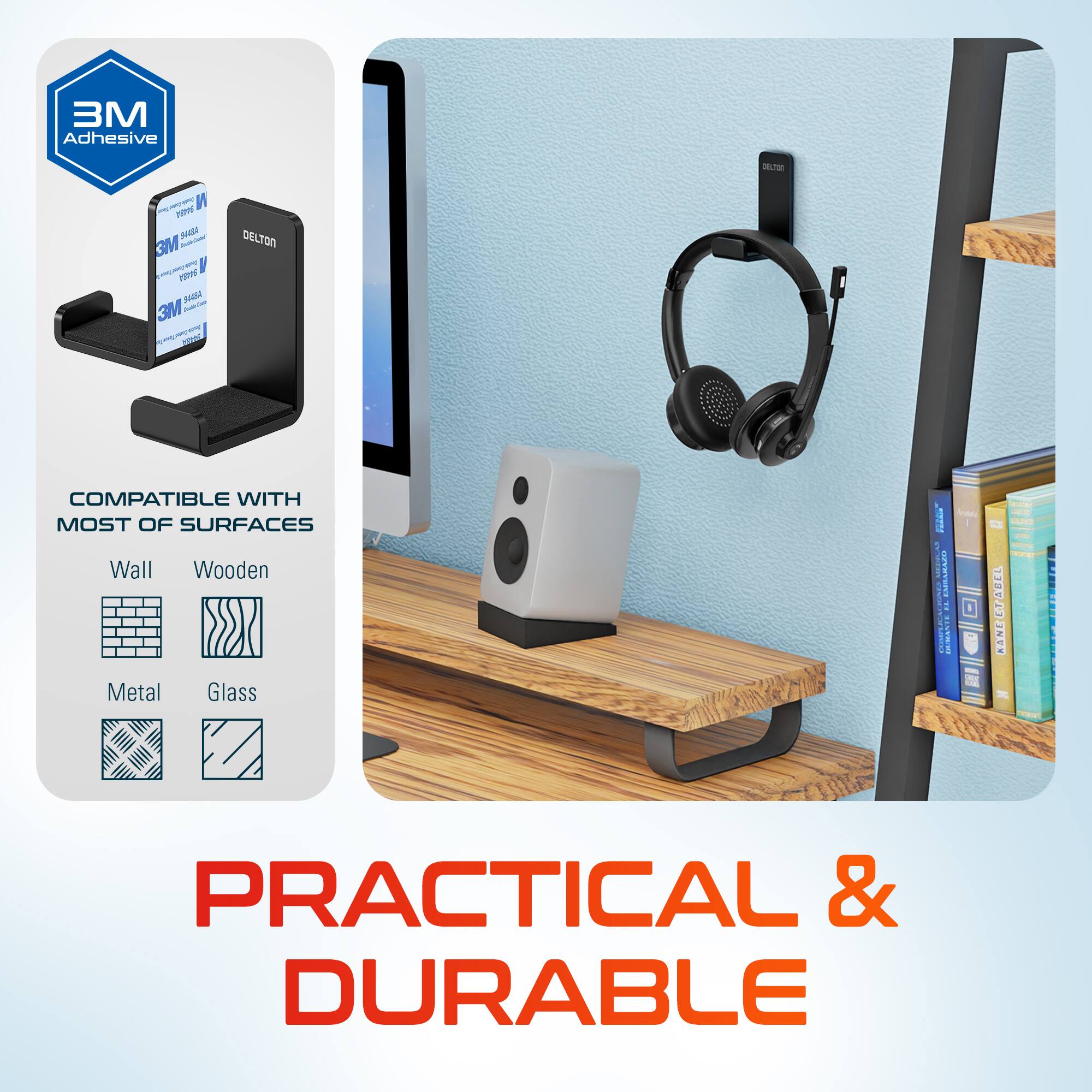 3M Adhesive, 3M DELTON, COMPATIBLE WITH MOST OF SURFACES, Wall, Wooden, Metal, Glass, PRACTICAL & DURABLE