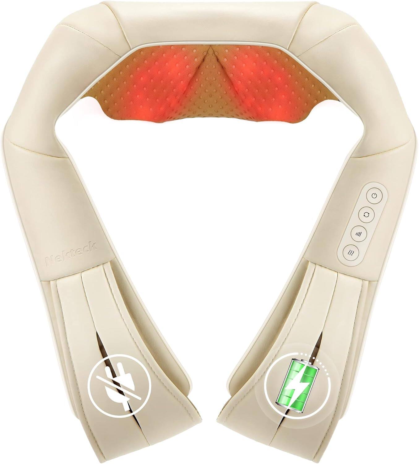 Front. Nekteck - Nekteck Cordless Neck Back Massager with Heat- Beige.