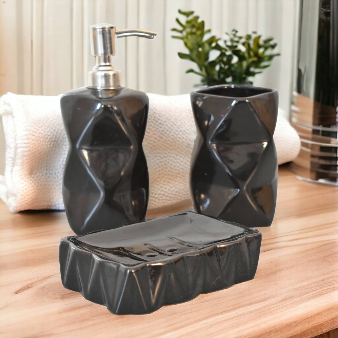 Angle. Artisan Furniture - Artisan Furniture Sindri Black Bathroom Set of 3, Sindri Black - Black.