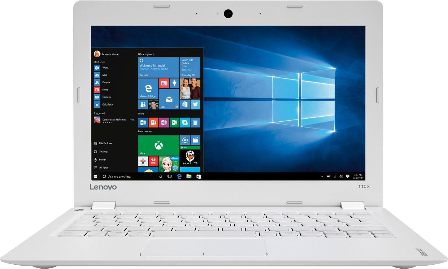 Alt View 16. Lenovo - Ideapad 110s 11.6" Laptop - Intel Celeron - 2GB Memory - 32GB eMMC Flash Memory - White.