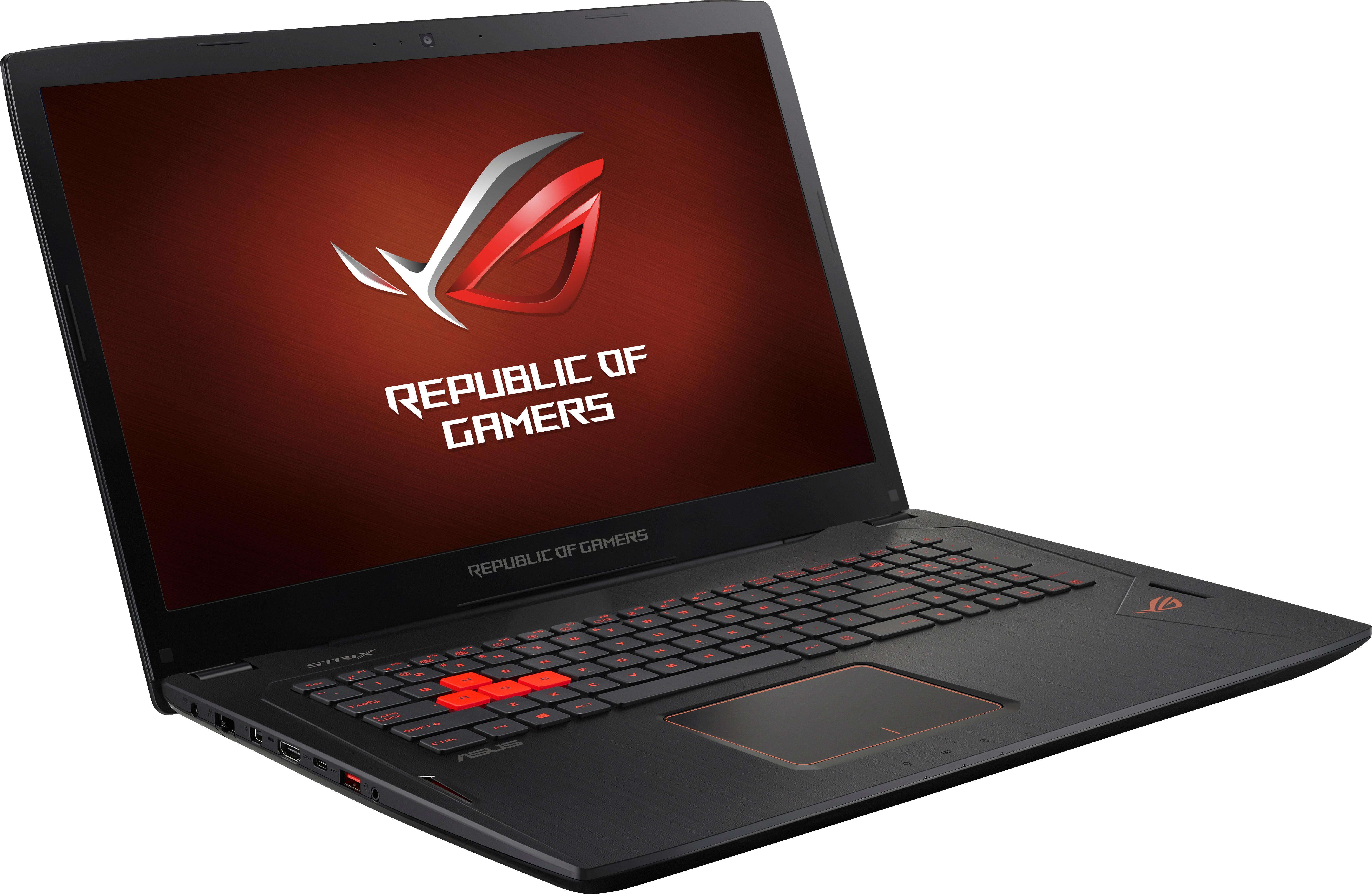 Angle. ASUS - 17.3" Laptop - Intel Core i7 - 12GB Memory - NVIDIA GeForce GTX 1060 - 1TB Hard Drive + 128GB Solid State Drive - Black Anodized Aluminum.