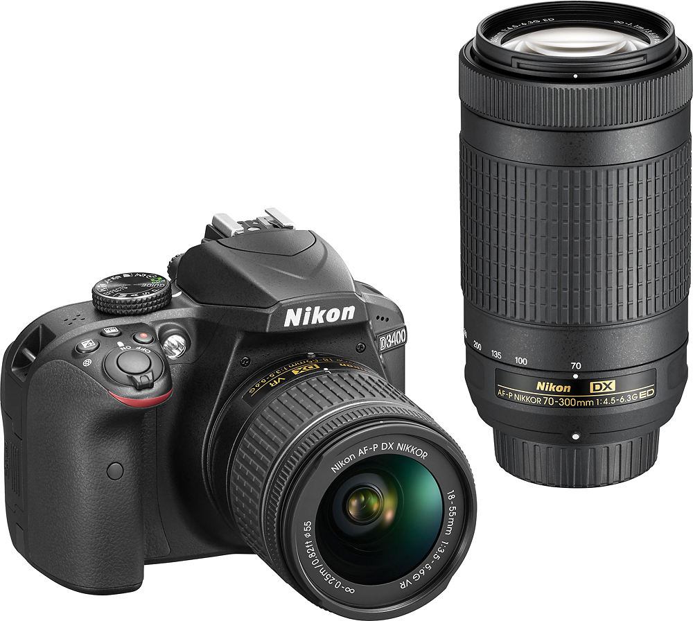 Best Buy: Nikon D3400 DSLR with AF-P 18-55mm G VR and G ED Lenses Black