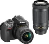 Front Zoom. Nikon - D3400 DSLR Camera with AF-P DX 18-55mm G VR and 70-300mm G ED Lenses - Black.