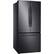 Angle. Samsung - 30" Wide, 22 cu. ft. French Door Fingerprint Resistant Refrigerator - Black stainless steel.