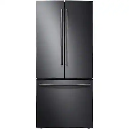 Front. Samsung - 30" Wide, 22 cu. ft. French Door Fingerprint Resistant Refrigerator - Black stainless steel.