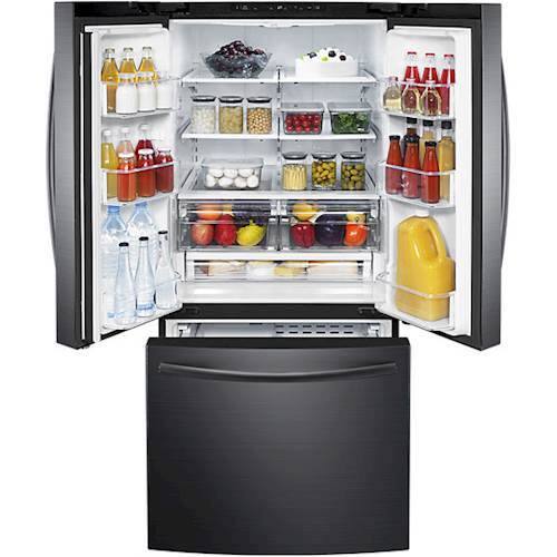 Alt View 1. Samsung - 30" Wide, 22 cu. ft. French Door  Fingerprint Resistant Refrigerator - Black stainless steel.